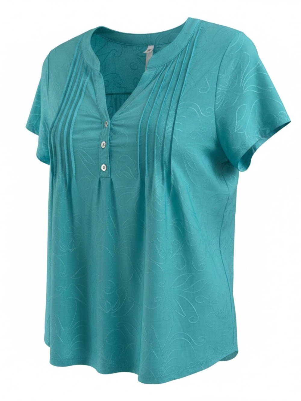 NY Collection Teal Short-Sleeve Blouse